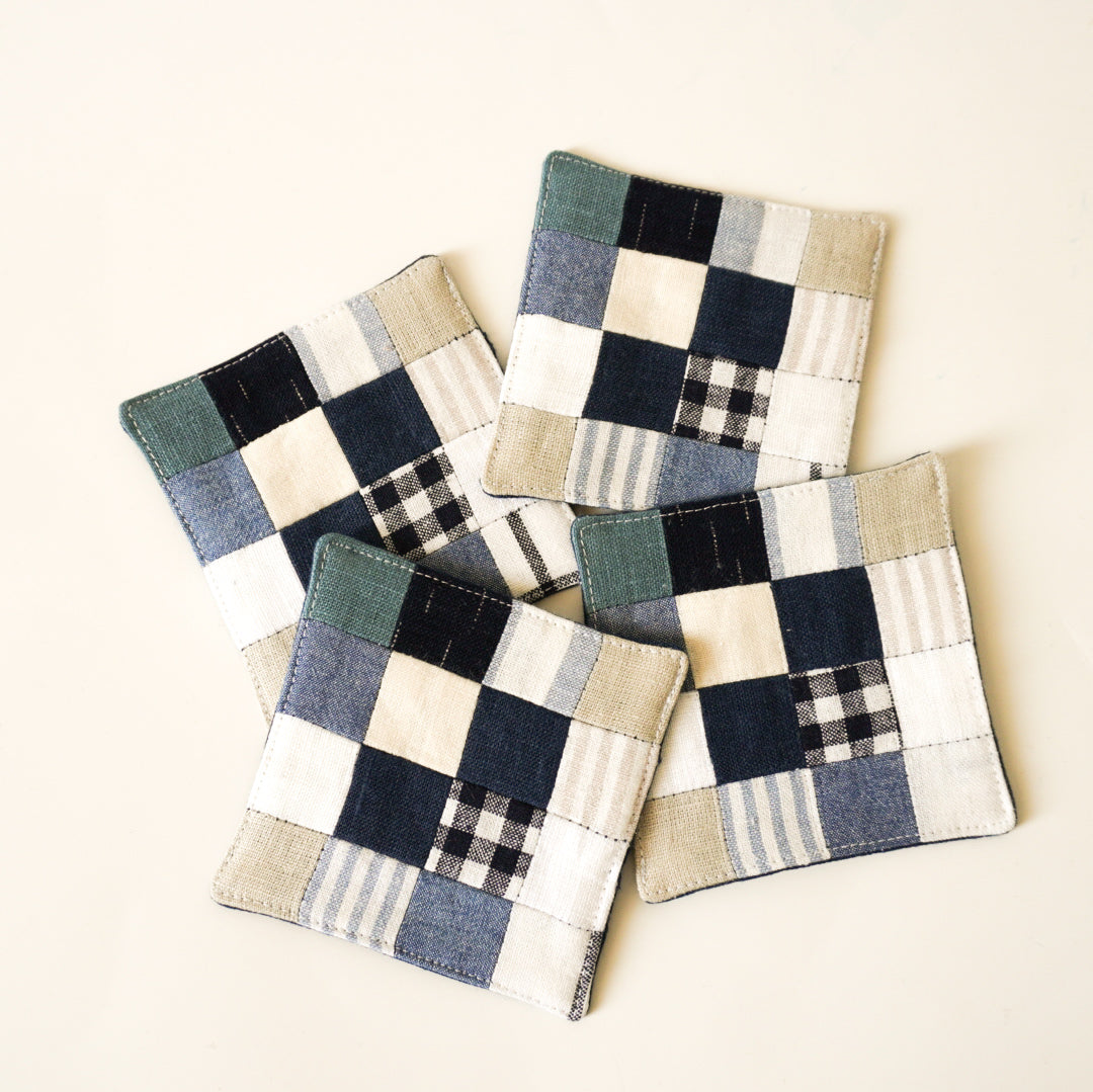 PATCHWORK COASTERS/ MUG RUGS - Blues