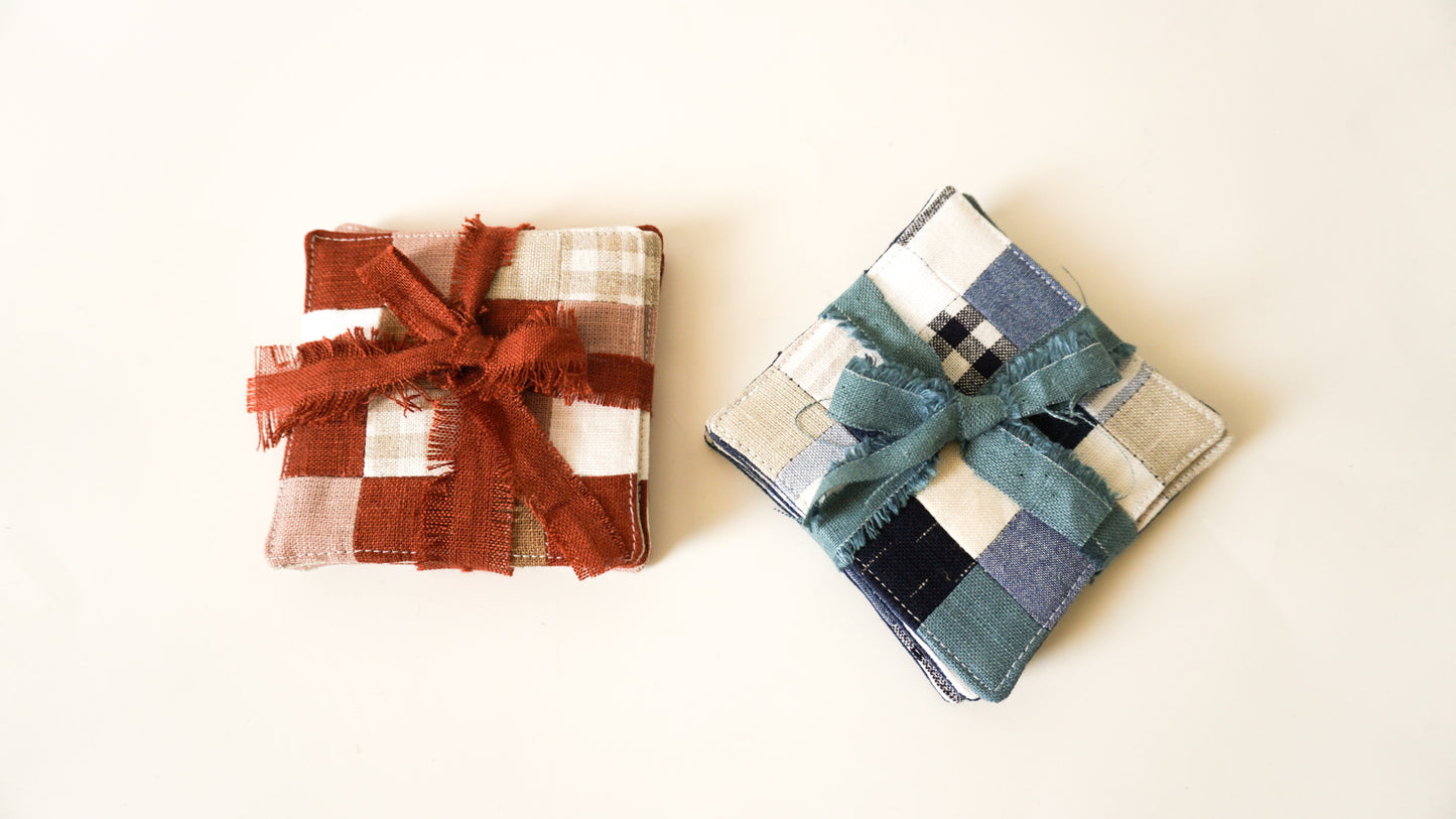 PATCHWORK COASTERS/ MUG RUGS - Blues