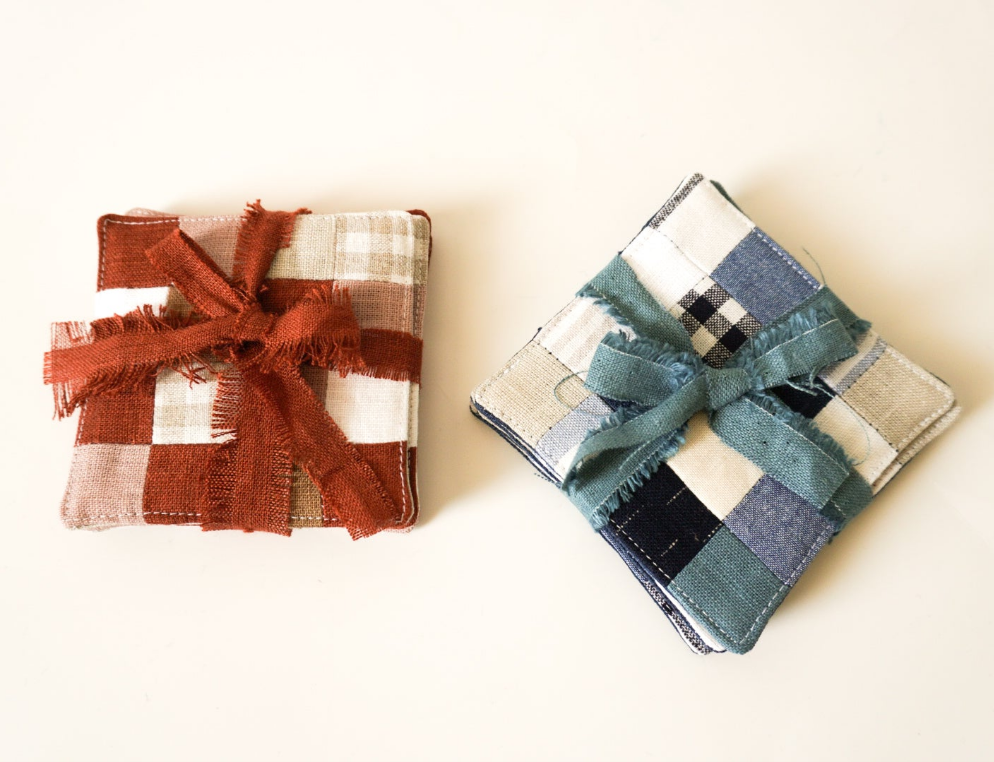 PATCHWORK COASTERS/ MUG RUGS - Blues