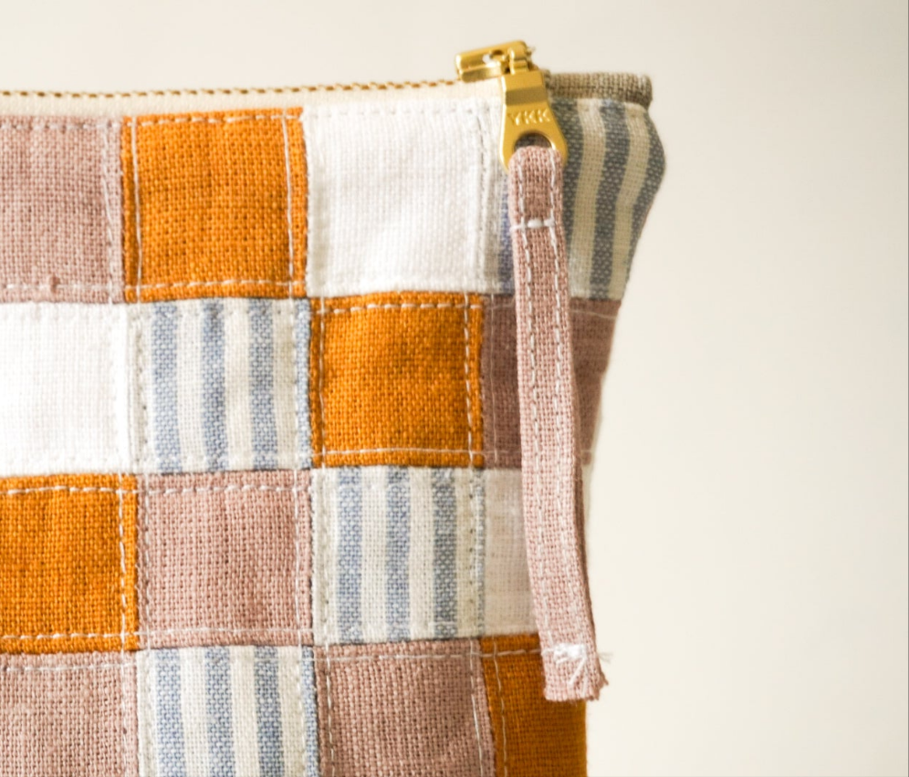 PATCHWORK ZIPPER POUCH No. 6 - Pink Honey