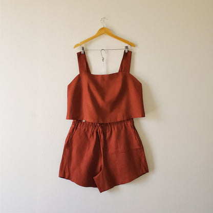 YURI Short romper - Terracotta, size 3XL