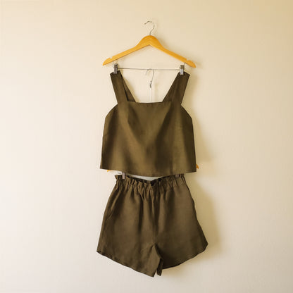 YURI Short romper - Olive, size S