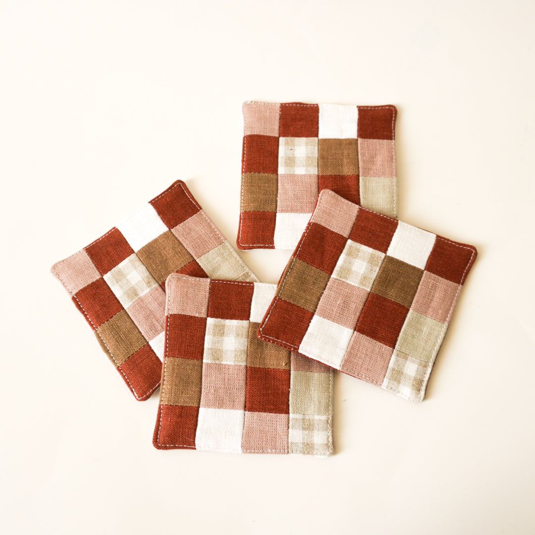 PATCHWORK COASTERS/ MUG RUGS - Terracotta