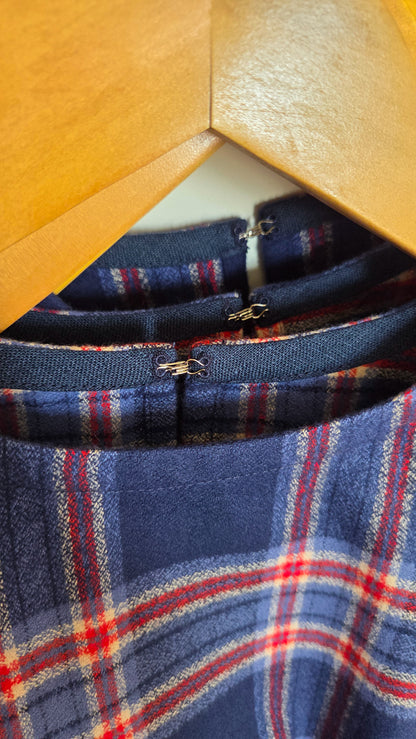 AMÉLIE Bubble Peplum Top - Flannel Navy Red