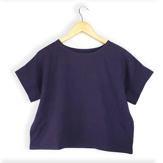 NORI Boxy Top - Indigo rayon, size S