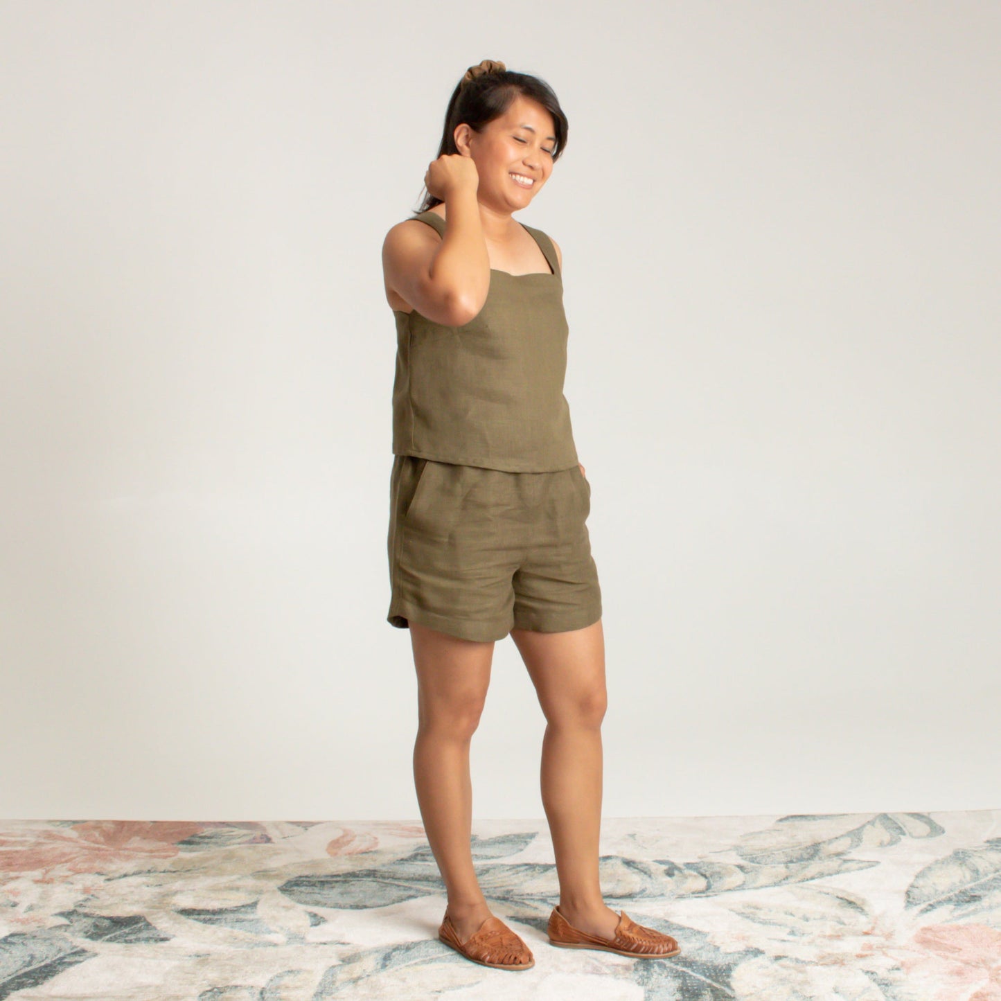 YURI Short romper - Olive, size S