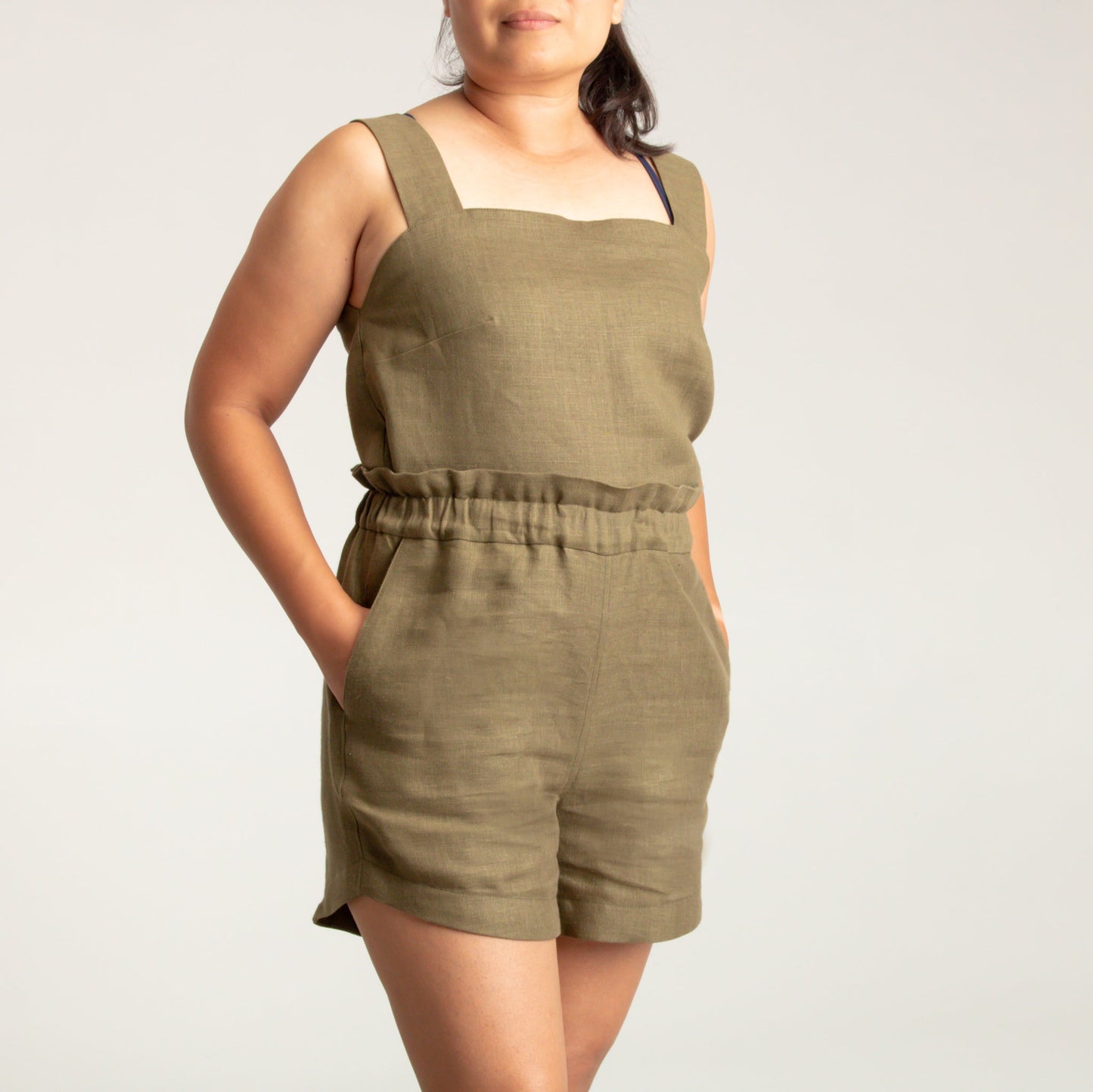 YURI Short romper - Olive, size S