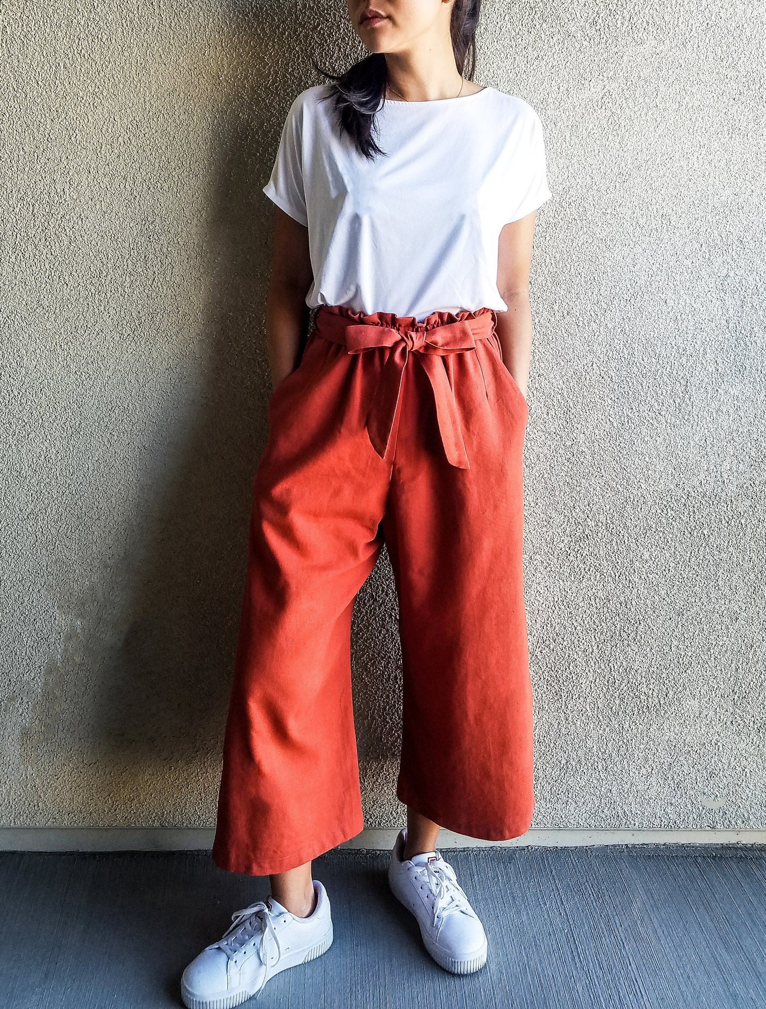 KIMIKO Wide-leg pants - Terracotta, size M